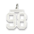 Sterling Silver/Rhodium-plated Satin Number 98 Charm