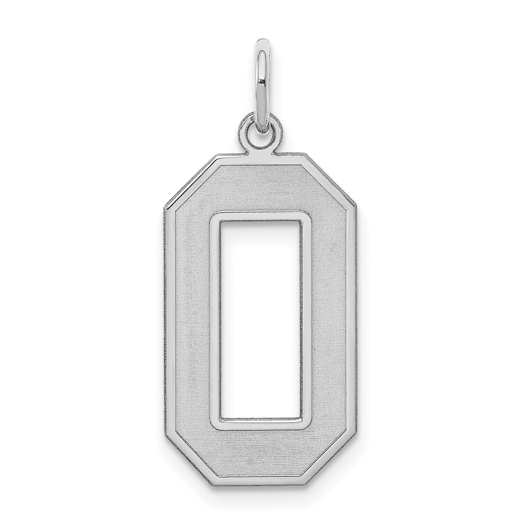 Sterling Silver/Rhodium-plated Satin Number 0 Charm