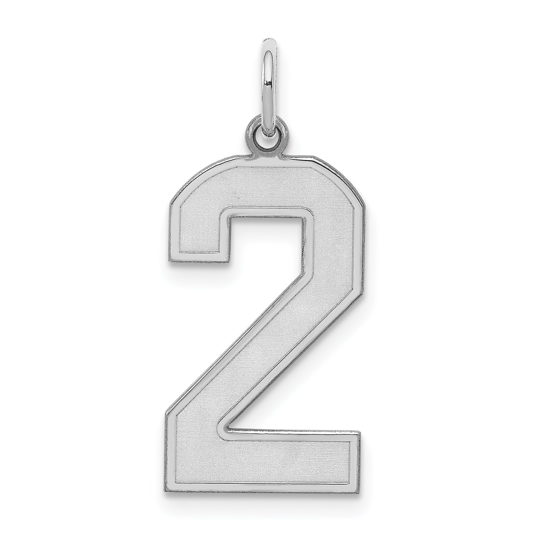 Sterling Silver/Rhodium-plated Satin Number 2 Charm Main image