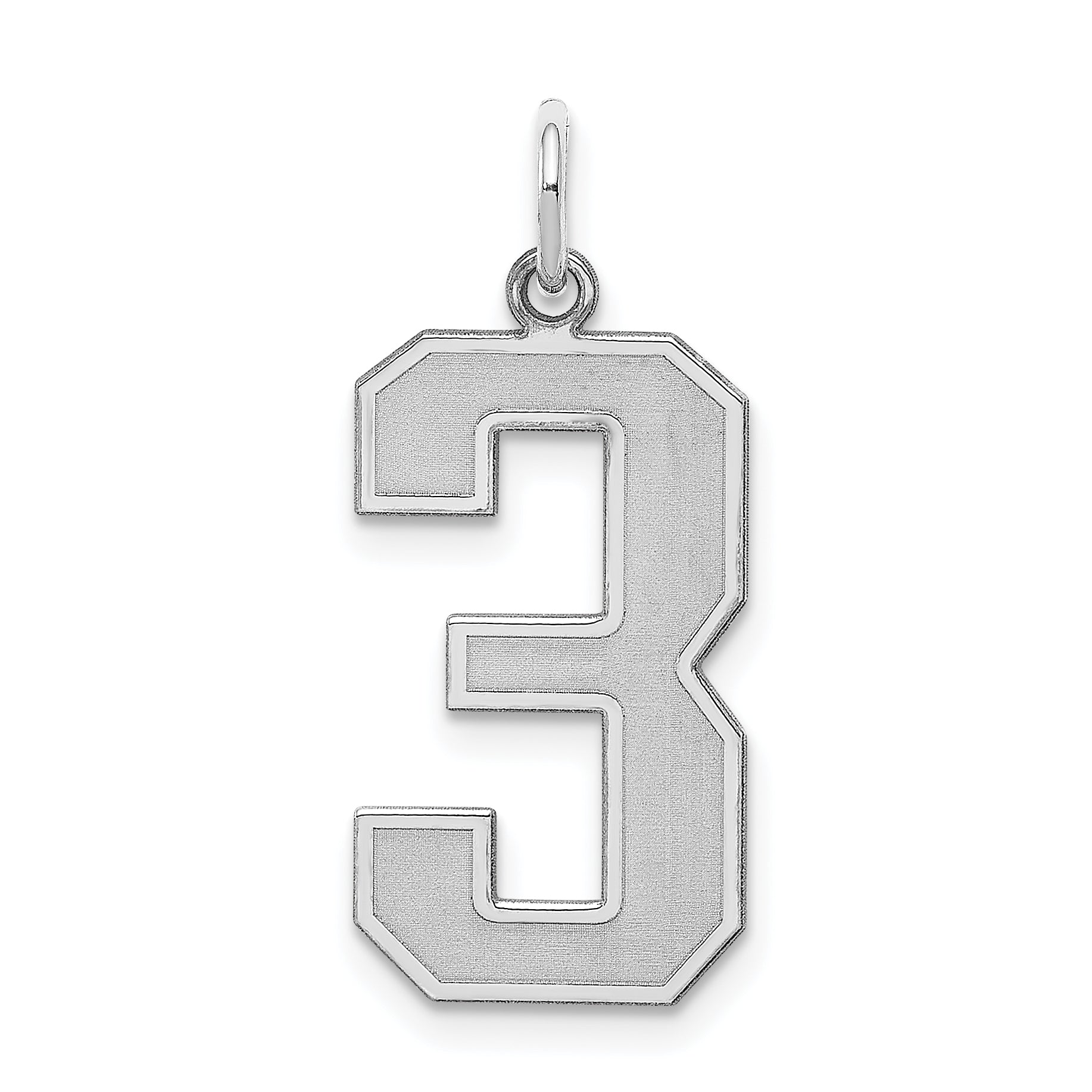 Sterling Silver/Rhodium-plated Satin Number 3 Charm Main image