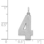 Sterling Silver/Rhodium-plated Satin Number 4 Charm