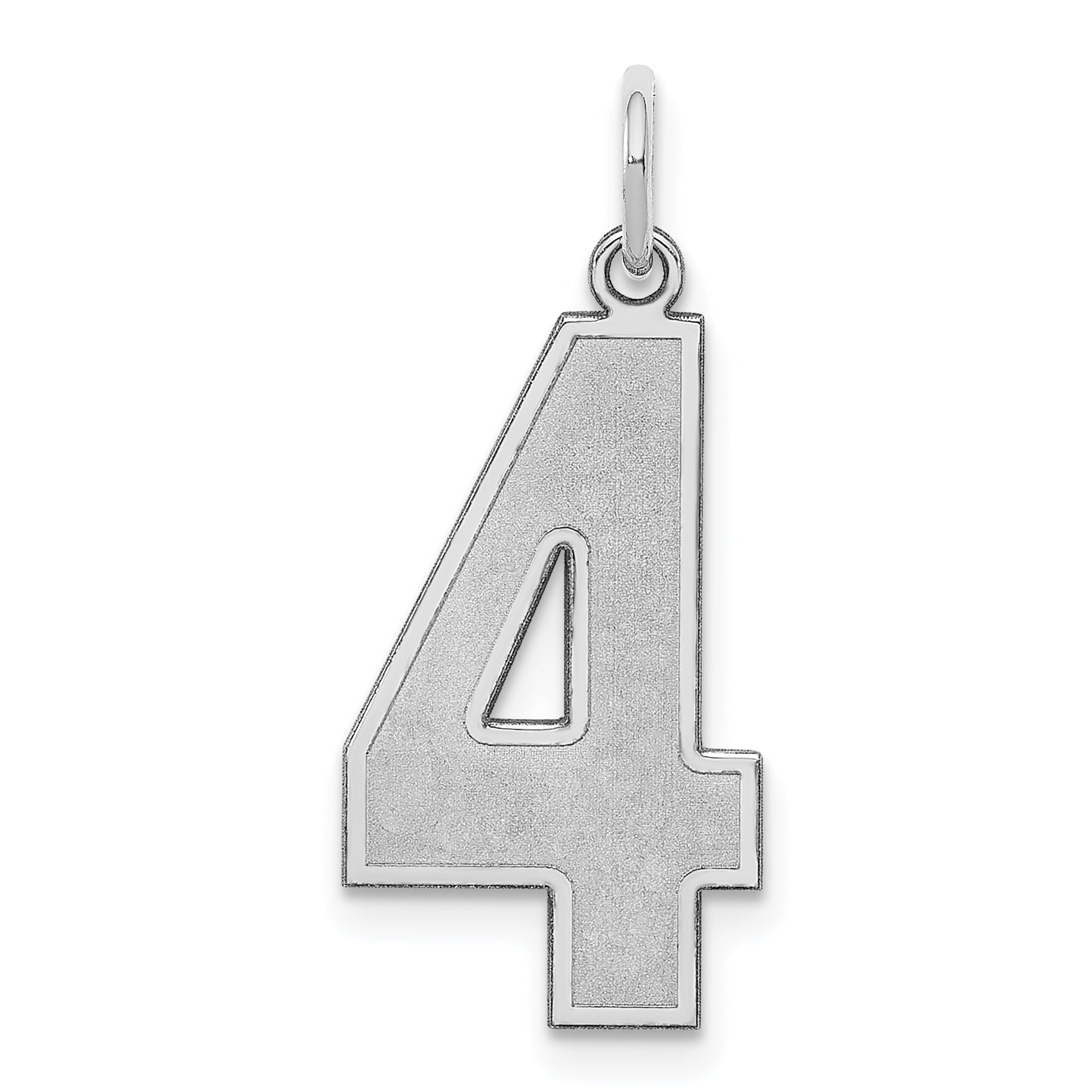 Sterling Silver/Rhodium-plated Satin Number 4 Charm Main image
