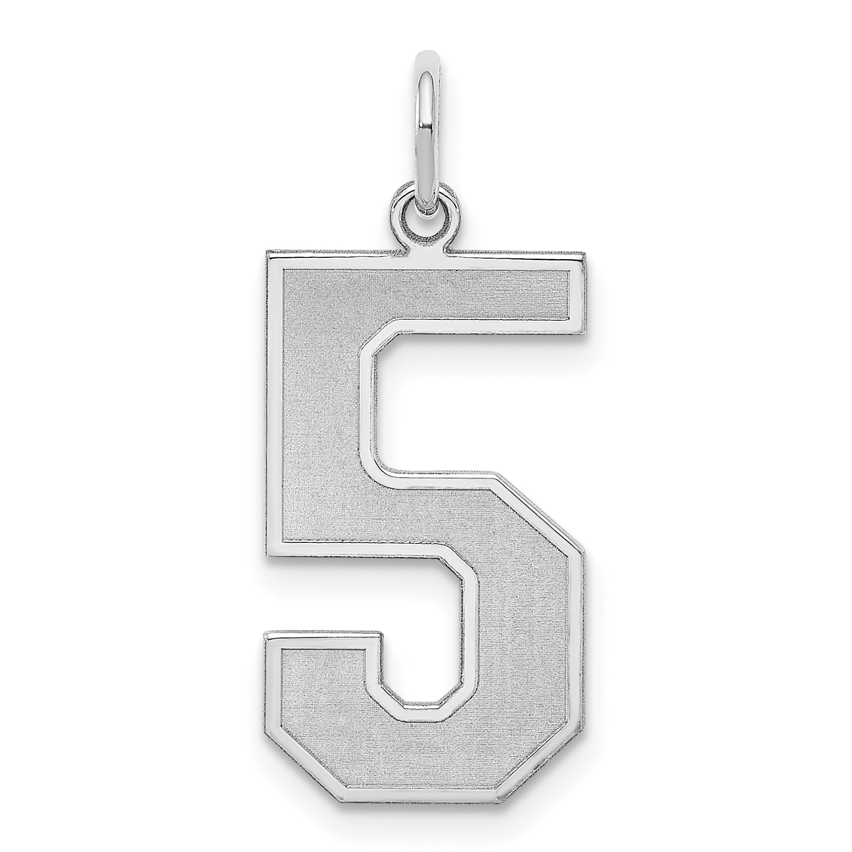 Sterling Silver/Rhodium-plated Satin Number 5 Charm Main image