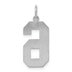 Sterling Silver/Rhodium-plated Satin Number 6 Charm