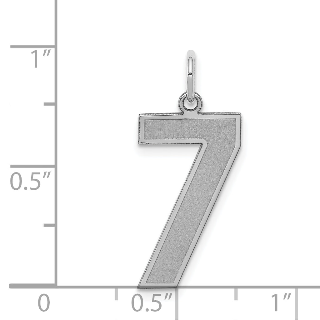 Sterling Silver/Rhodium-plated Satin Number 7 Charm