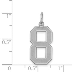 Sterling Silver/Rhodium-plated Satin Number 8 Charm