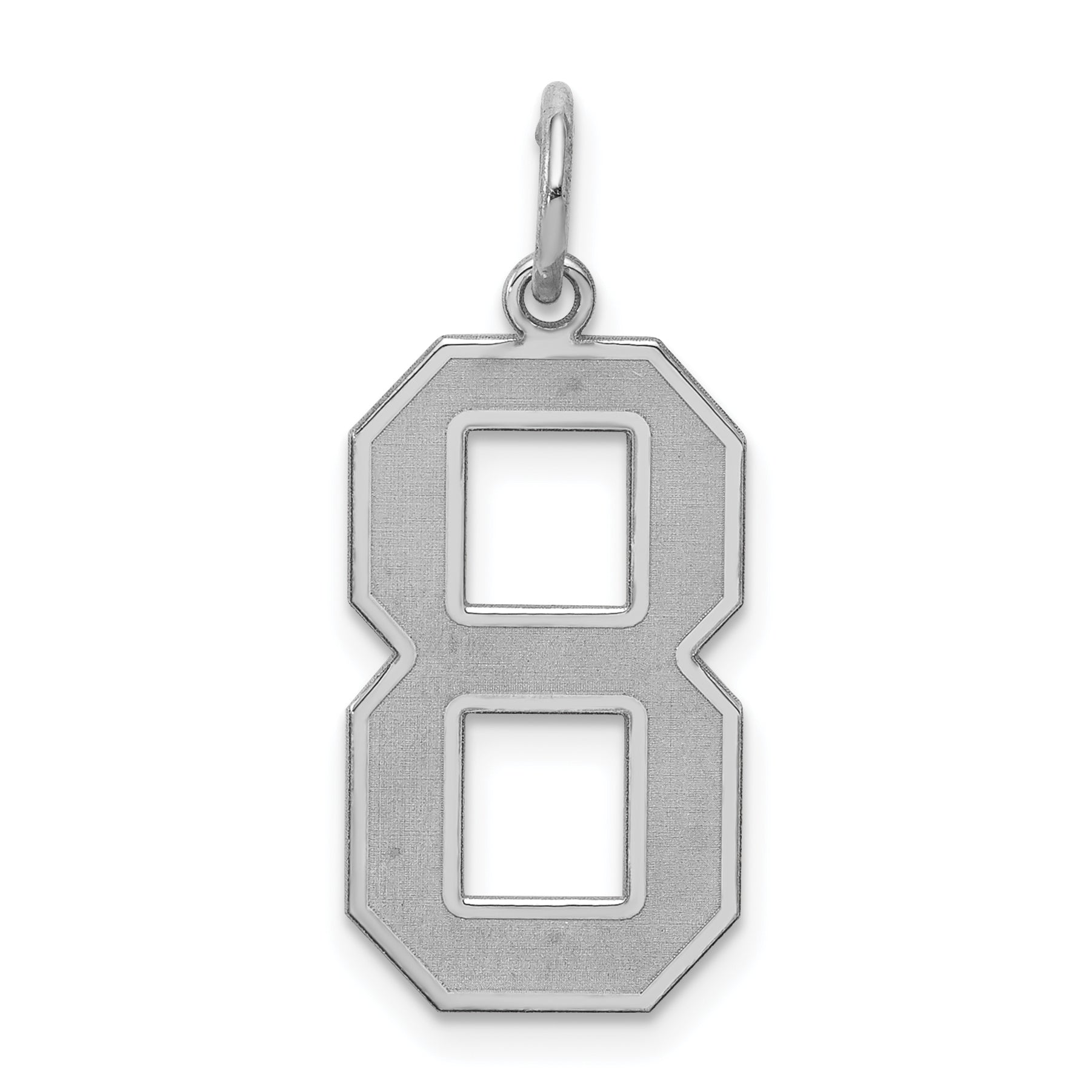 Sterling Silver/Rhodium-plated Satin Number 8 Charm