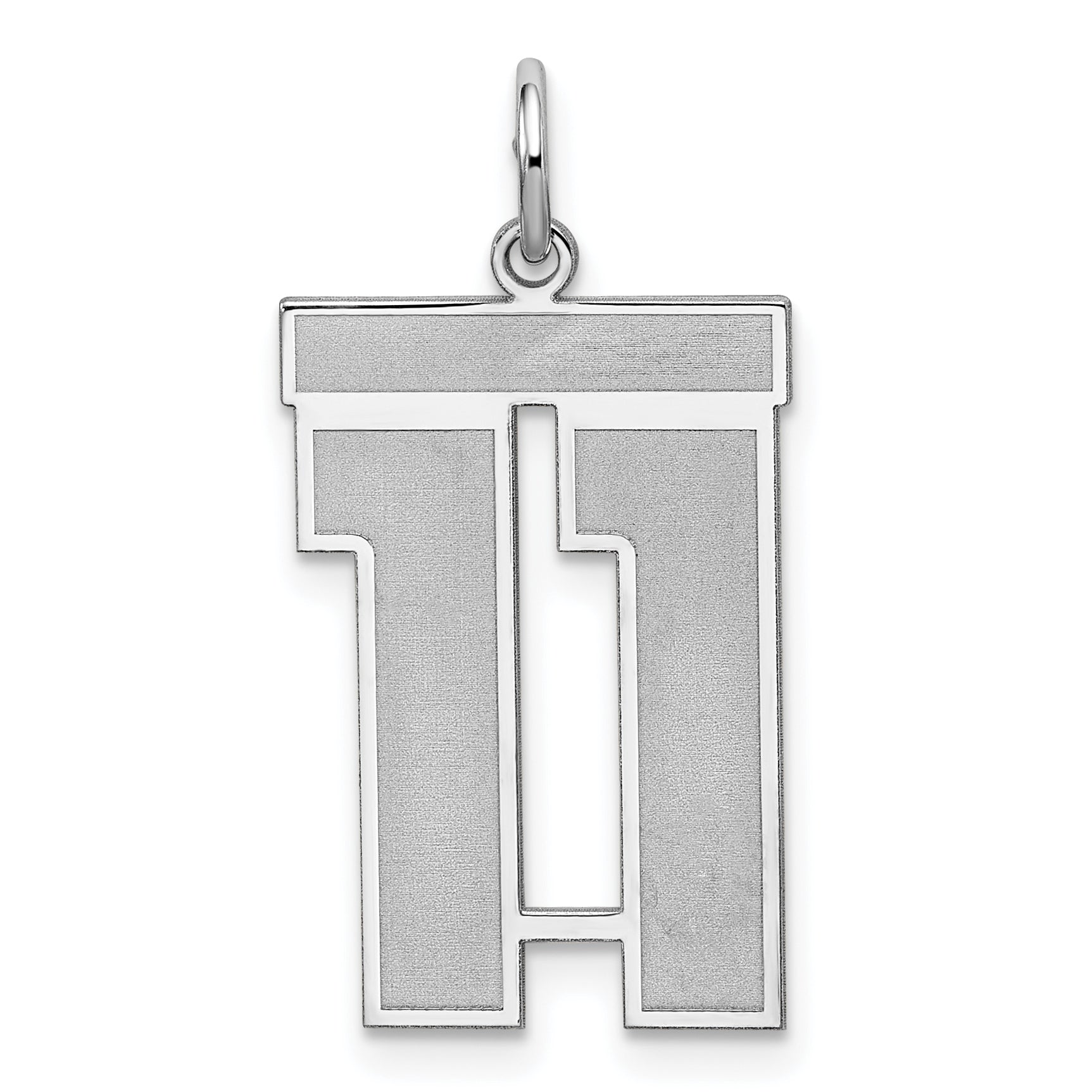 Sterling Silver/Rhodium-plated Satin Number 11 Charm Main image