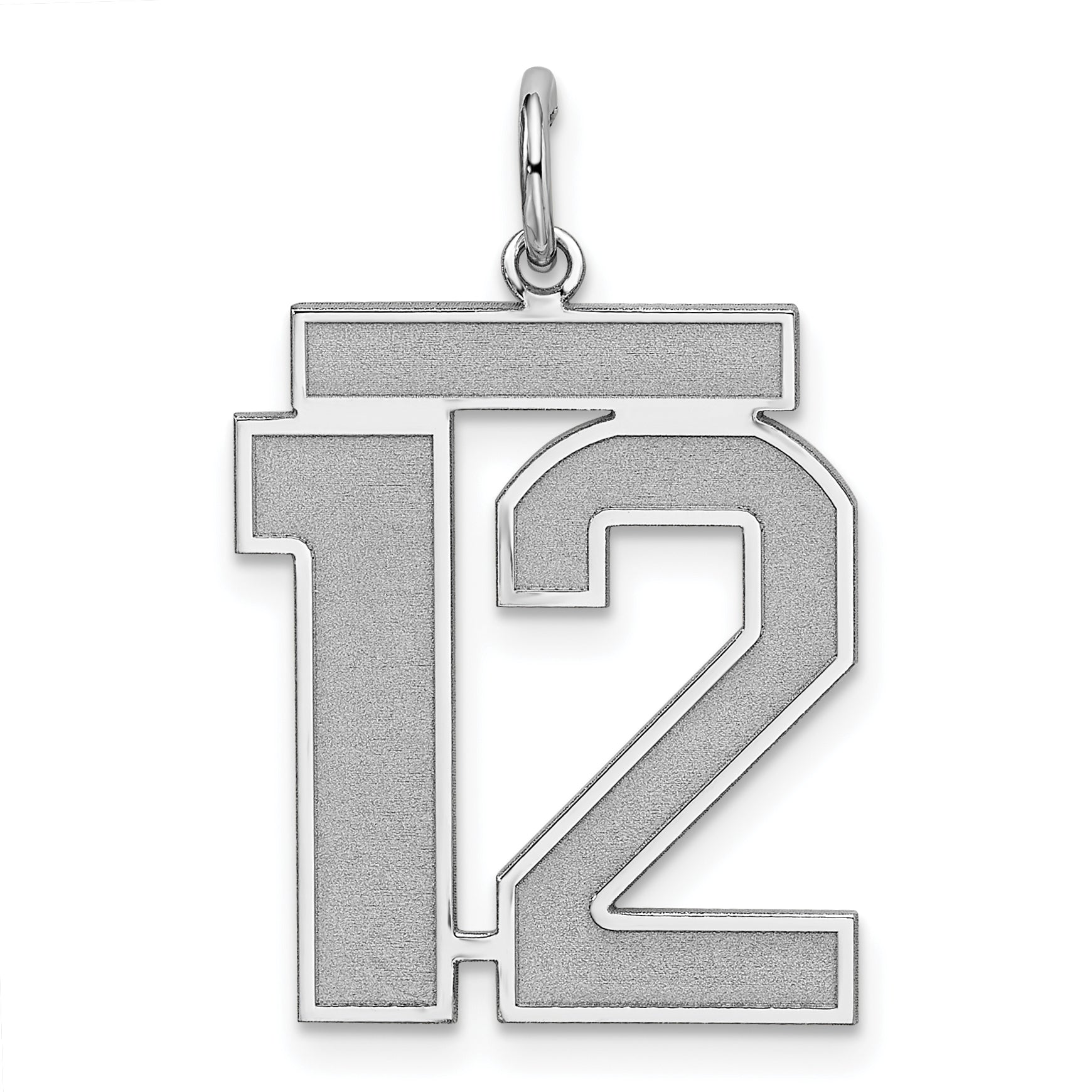Sterling Silver/Rhodium-plated Satin Number 12 Charm Main image