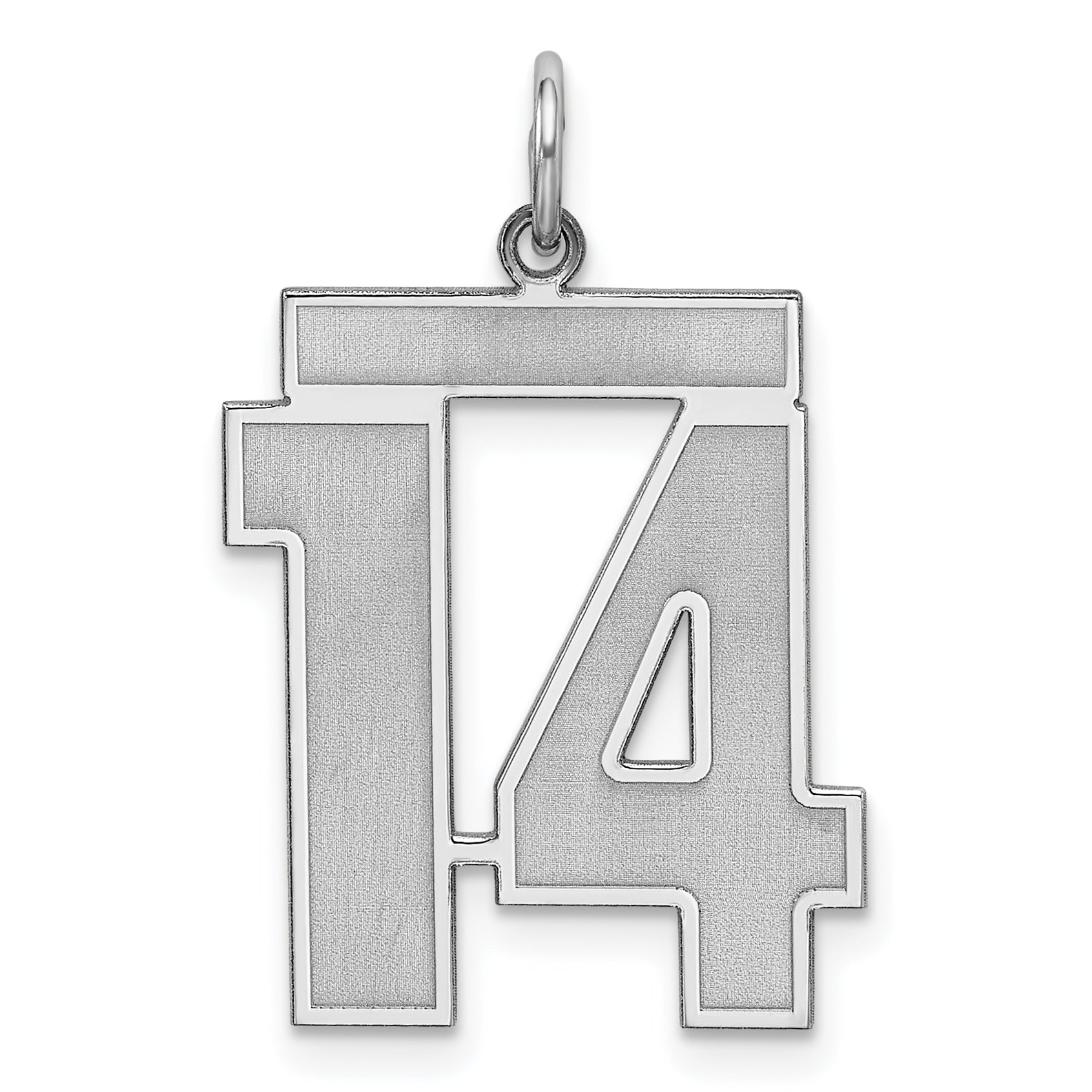 Sterling Silver/Rhodium-plated Satin Number 14 Charm Main image