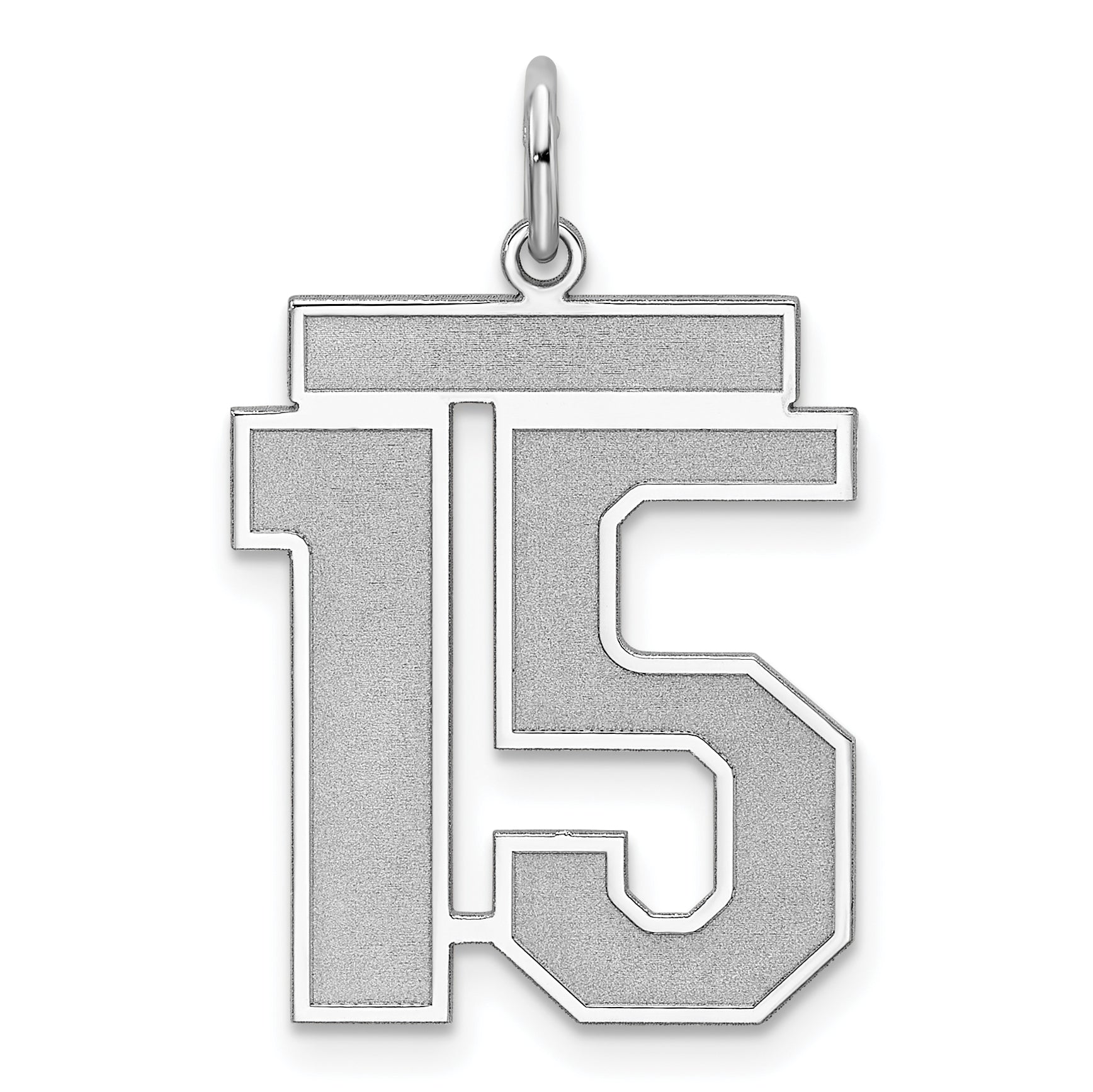 Sterling Silver/Rhodium-plated Satin Number 15 Charm Main image