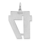 Sterling Silver Rhodium-plated Large Satin Number 17 Charm