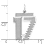 Sterling Silver Rhodium-plated Large Satin Number 17 Charm