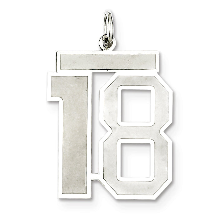 Sterling Silver/Rhodium-plated Satin Number 18 Charm