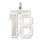 Sterling Silver/Rhodium-plated Satin Number 18 Charm