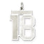 Sterling Silver/Rhodium-plated Satin Number 18 Charm