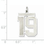 Sterling Silver Rhodium-plated Large Satin Number 19 Charm