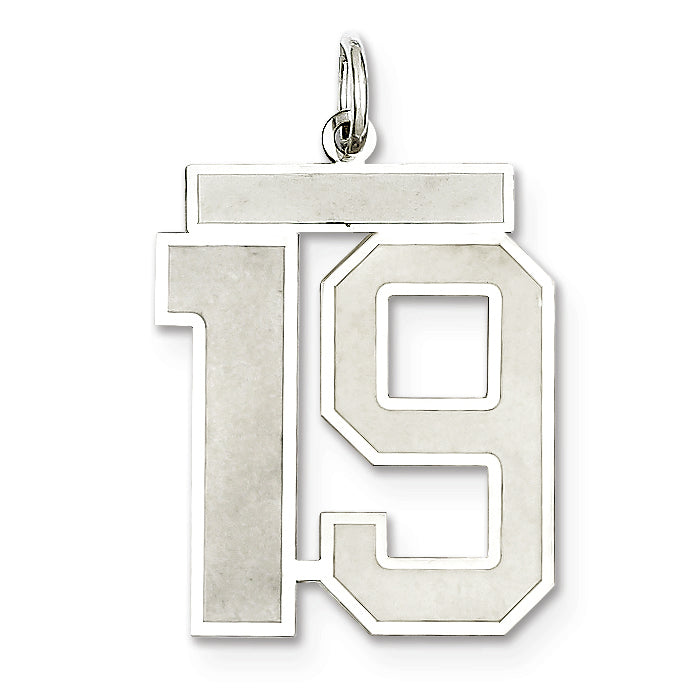 Sterling Silver/Rhodium-plated Satin Number 19 Charm