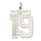 Sterling Silver/Rhodium-plated Satin Number 19 Charm