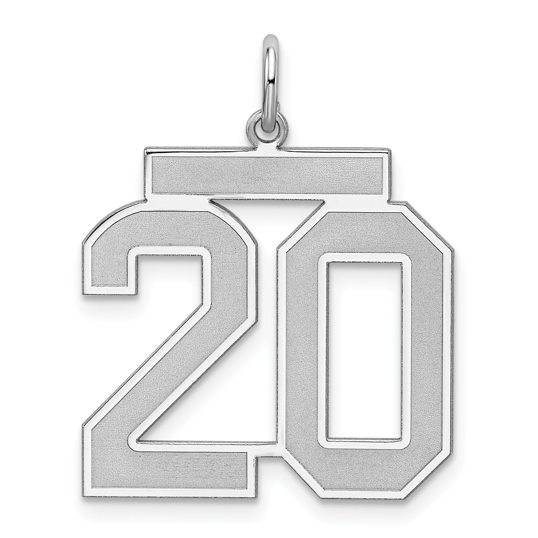 Sterling Silver/Rhodium-plated Satin Number 20 Charm Main image