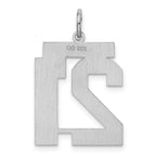 Sterling Silver Rhodium-plated Large Satin Number 21 Charm