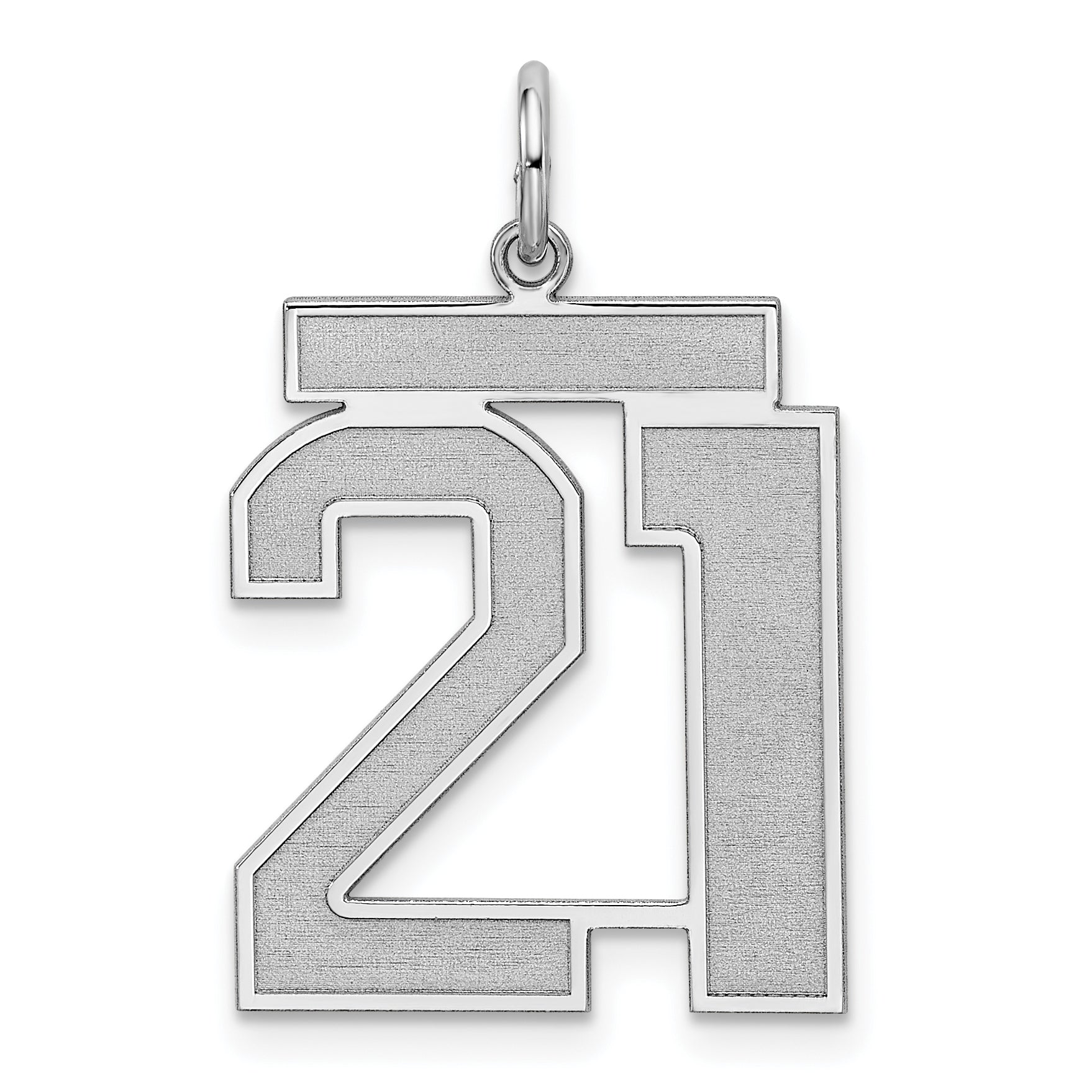 Sterling Silver/Rhodium-plated Satin Number 21 Charm Main image
