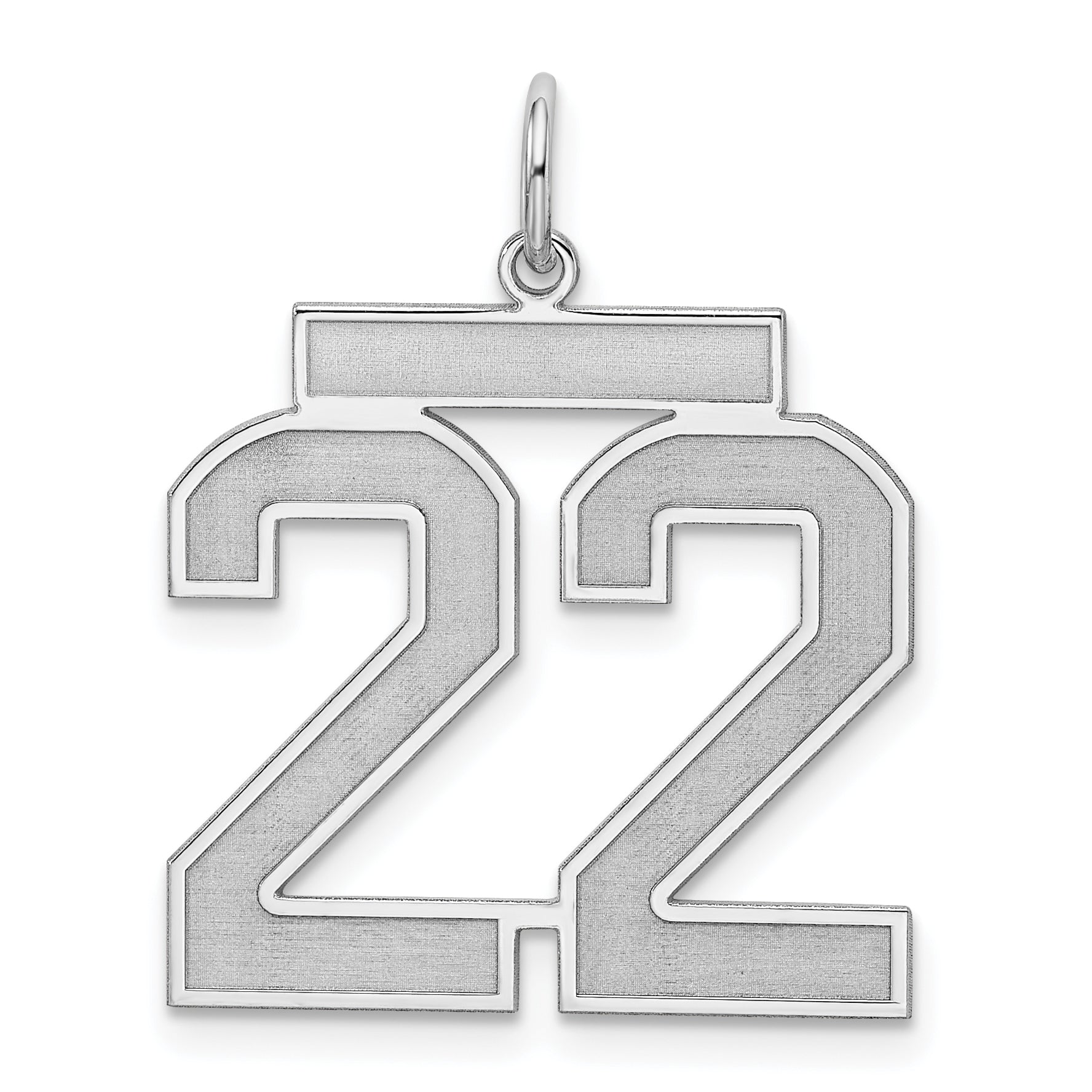 Sterling Silver/Rhodium-plated Satin Number 22 Charm Main image