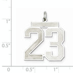 Sterling Silver Rhodium-plated Large Satin Number 23 Charm