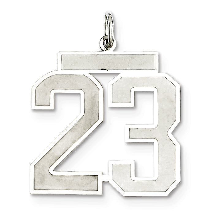 Sterling Silver/Rhodium-plated Satin Number 23 Charm