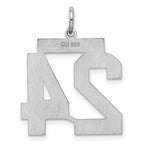 Sterling Silver Rhodium-plated Large Satin Number 24 Charm
