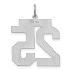 Sterling Silver Rhodium-plated Large Satin Number 25 Charm