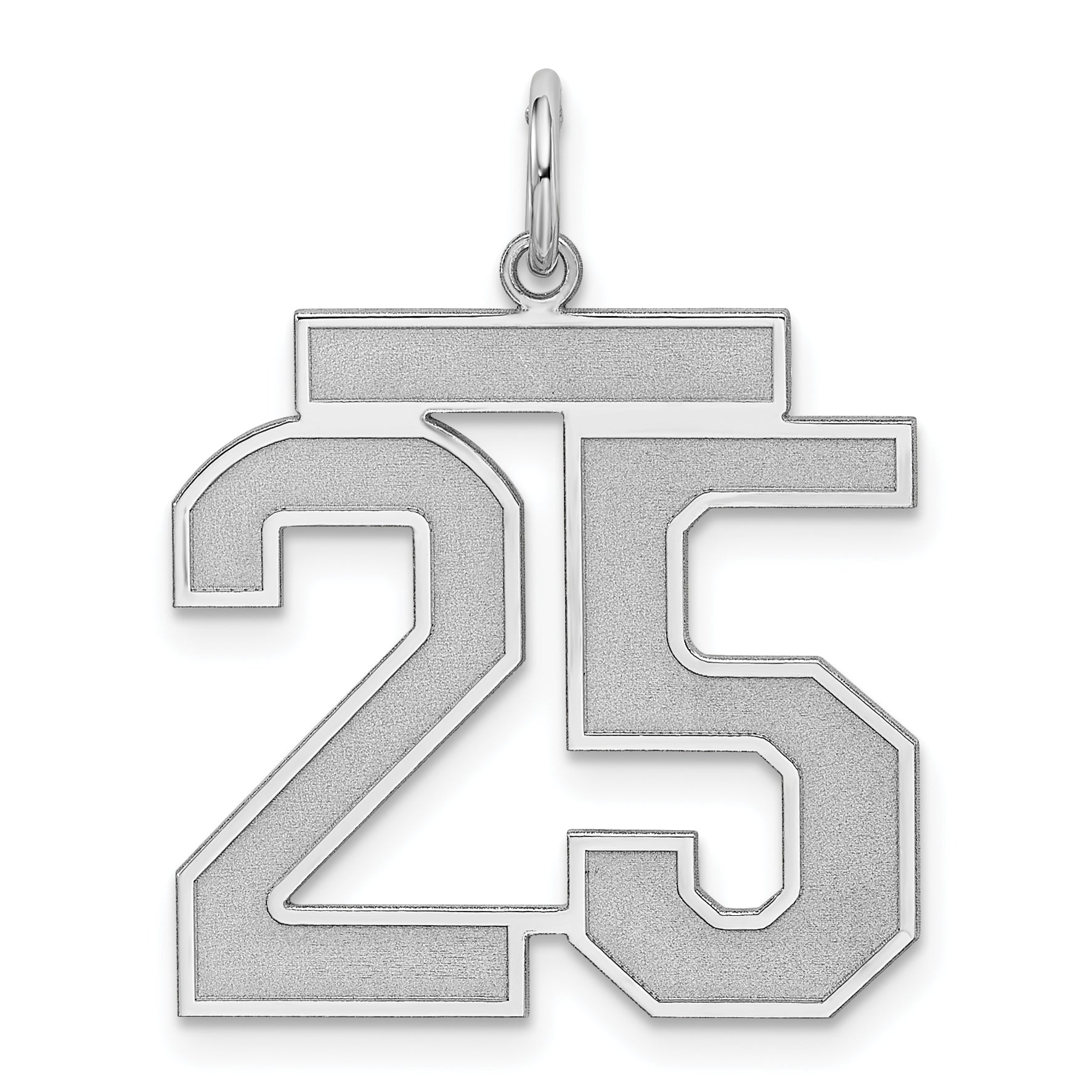Sterling Silver/Rhodium-plated Satin Number 25 Charm Main image