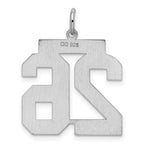 Sterling Silver Rhodium-plated Large Satin Number 26 Charm