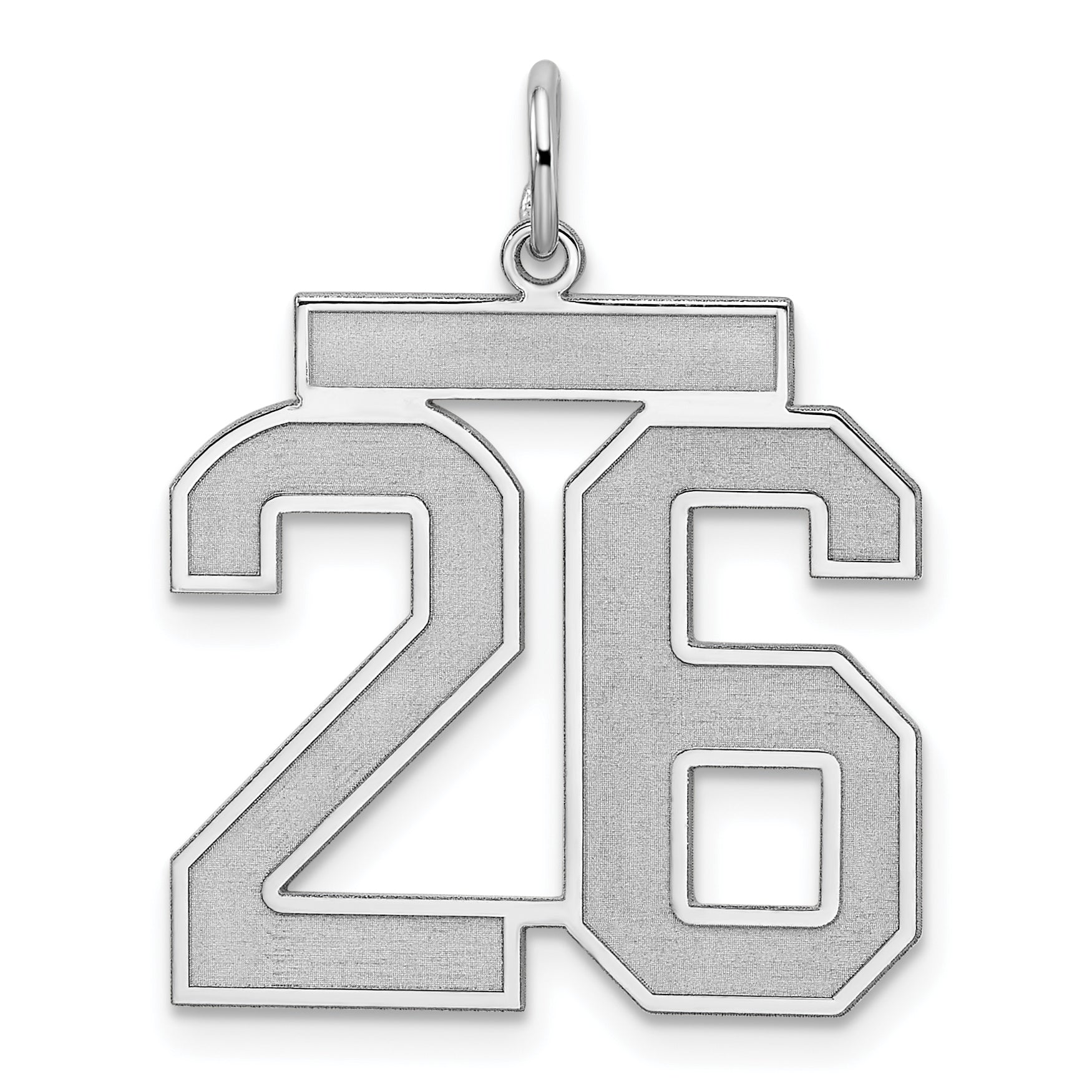 Sterling Silver/Rhodium-plated Satin Number 26 Charm Main image