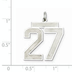 Sterling Silver Rhodium-plated Large Satin Number 27 Charm