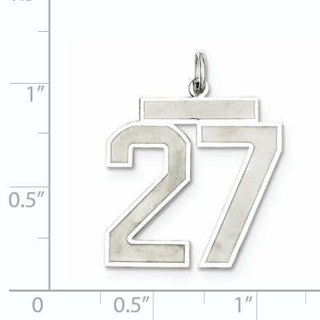Sterling Silver Rhodium-plated Large Satin Number 27 Charm