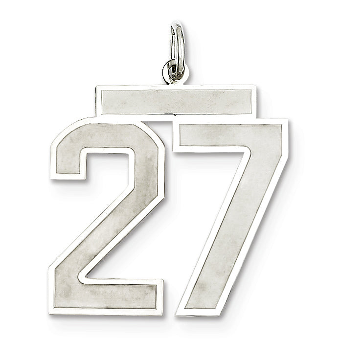 Sterling Silver/Rhodium-plated Satin Number 27 Charm