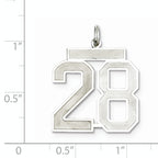 Sterling Silver Rhodium-plated Large Satin Number 28 Charm
