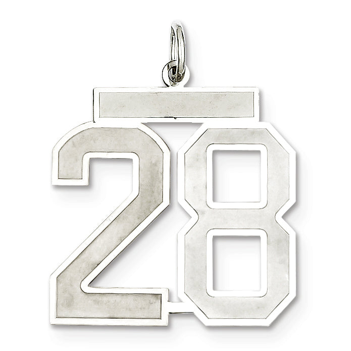 Sterling Silver/Rhodium-plated Satin Number 28 Charm