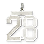 Sterling Silver/Rhodium-plated Satin Number 28 Charm