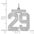 Sterling Silver Rhodium-plated Large Satin Number 29 Charm