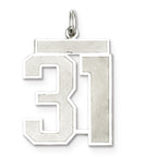 Sterling Silver/Rhodium-plated Satin Number 31 Charm