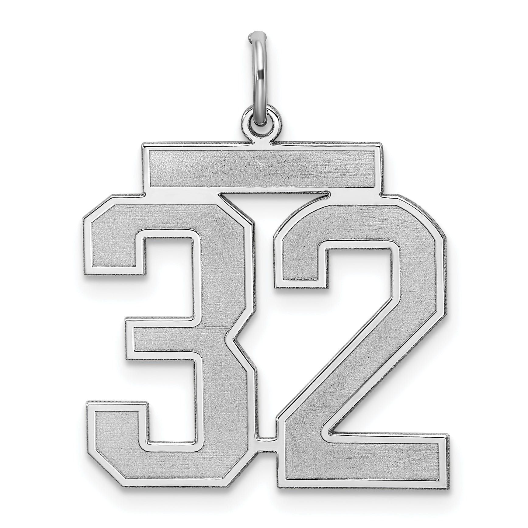 Sterling Silver/Rhodium-plated Satin Number 32 Charm Main image
