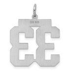 Sterling Silver Rhodium-plated Large Satin Number 33 Charm