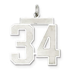 Sterling Silver/Rhodium-plated Satin Number 34 Charm