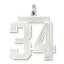 Sterling Silver/Rhodium-plated Satin Number 34 Charm