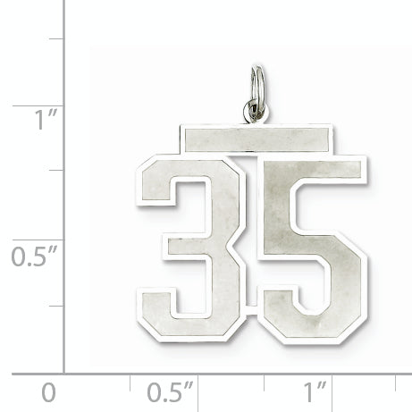 Sterling Silver Rhodium-plated Large Satin Number 35 Charm
