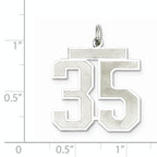 Sterling Silver Rhodium-plated Large Satin Number 35 Charm