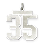 Sterling Silver/Rhodium-plated Satin Number 35 Charm