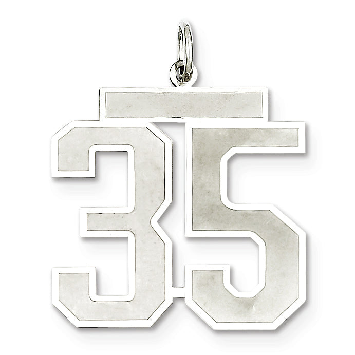 Sterling Silver/Rhodium-plated Satin Number 35 Charm
